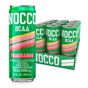 NOCCO BCAA Drink Caffeine Free 12 Fl Oz (Pack of 12) 0mg Caffeine 5000mg BCAAs Sugar Free & Low Calorie Carbonated Drink with Vitamin B6 B12 & Biotin Grab & Go Performance Drink
