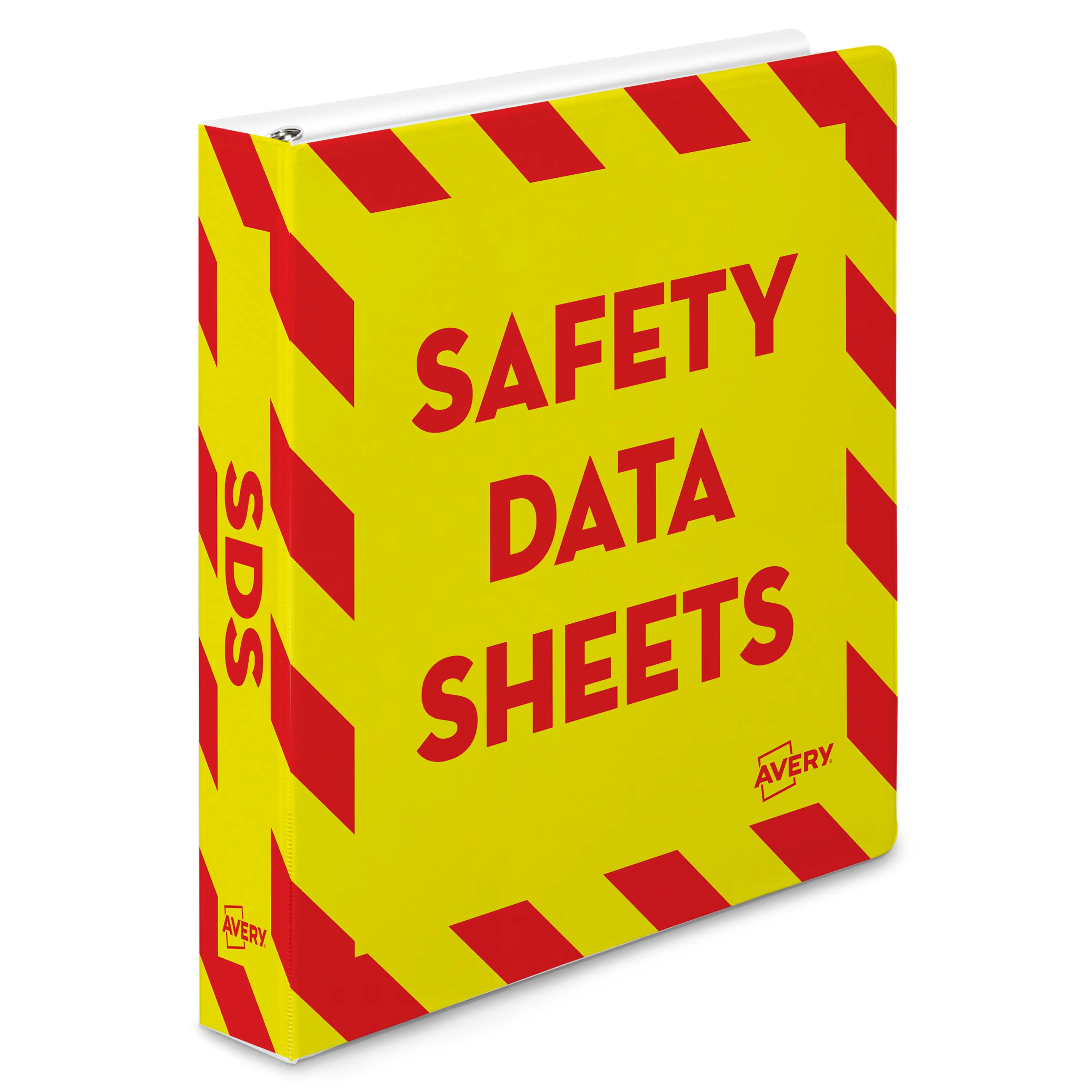 Avery Heavy-Duty Industrial SDS Binder, 1.5 One-Touch EZD Rings, 400-Sheet Capacity, Yellow/Red Border (18950)