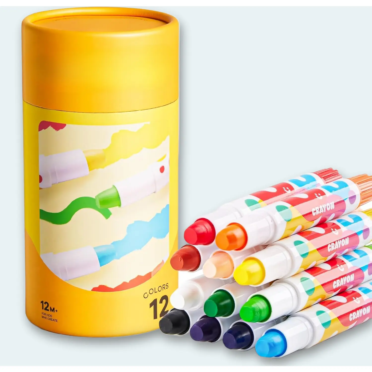 12-Color Unisex Jumbo TwistJoy Crayons School Supplies for Toddlers - Non-Toxic, Washable, Easy-Grip Back to School Gift for Kids