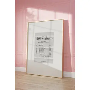 Daily Affirmations Wall Art Print Trendy | Guest Check Recipe Receipt Print | Aesthetic Minimalist art | Self Love Retro