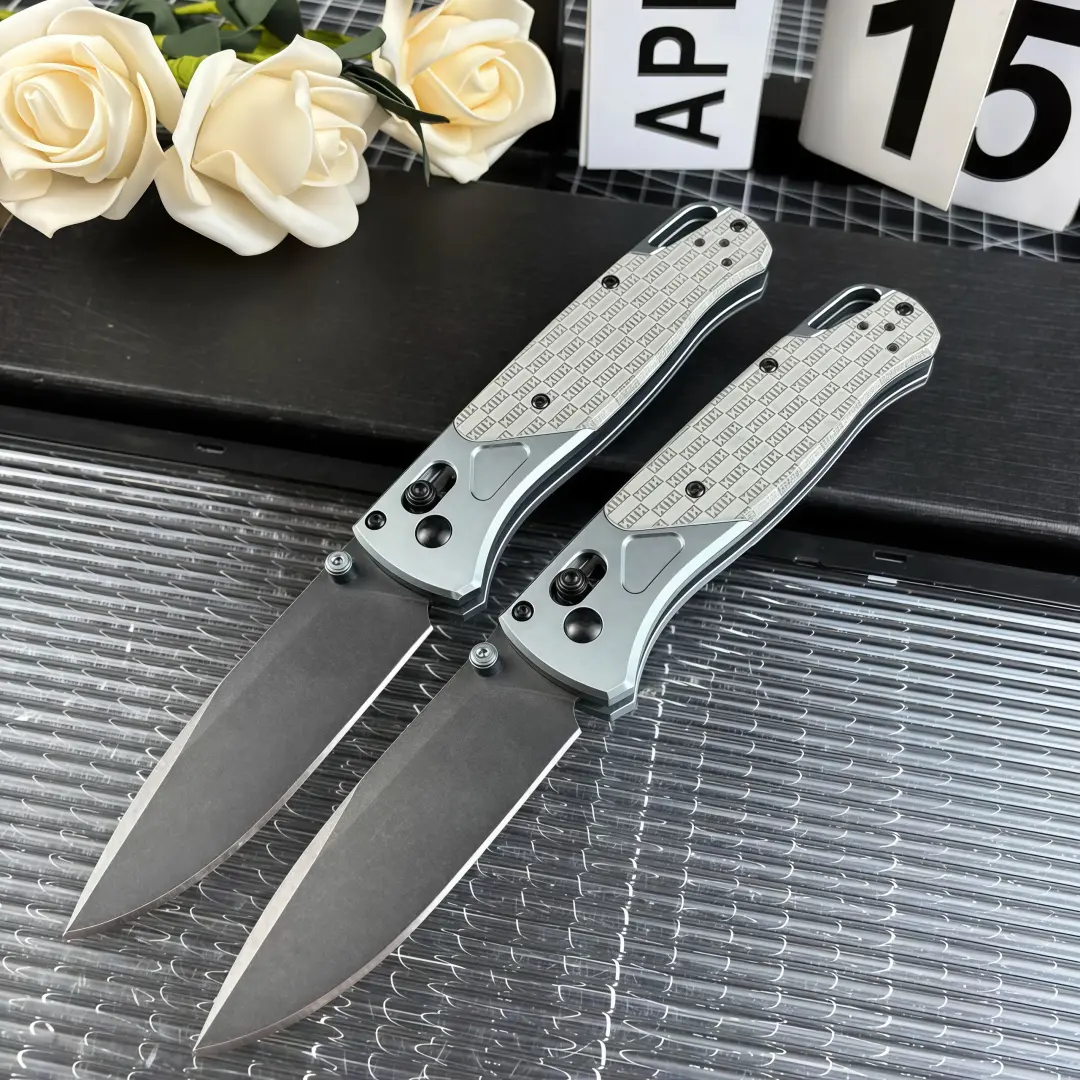 BM535-2501 folding pocket knife with safety lock design, aluminum alloy handle, fruit knife; suitable for outdoor sports, camping, picnics, and hiking; a reliable cutting tool for men, ideal as a gift for men.
