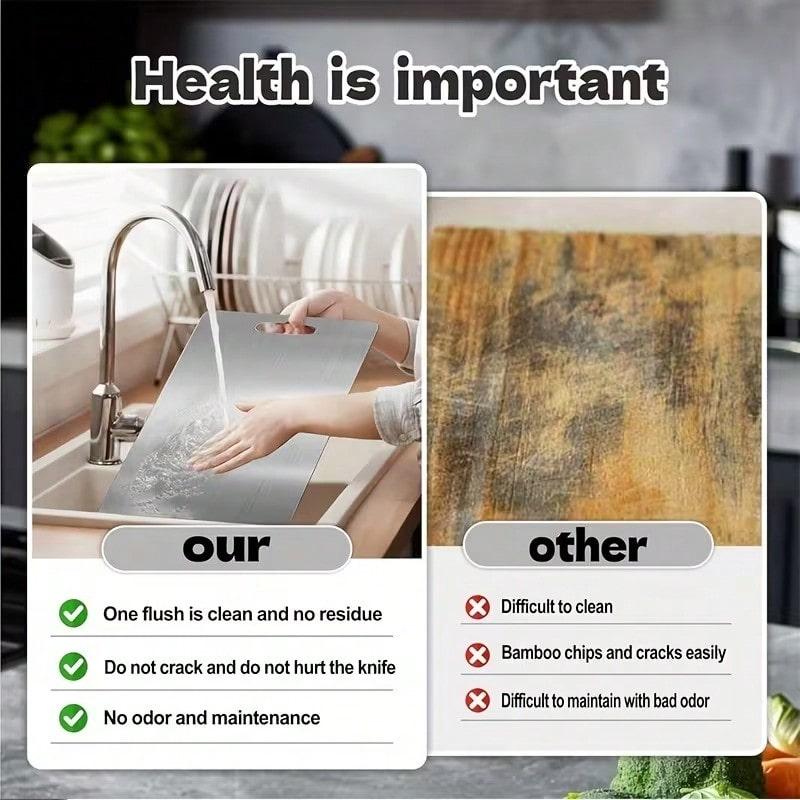 TAIMASI No Mold Cutting Board - Premium 2025 Stainless Steel Double-Sided Chopping Board | Food-Gra-De For Kitchen & Restaurant Use, Perfect For Upcoming US Holidays (Thanksgiving Nov 27, Black Fri-Day Nov 28, Christmas Dec 25) | Durable