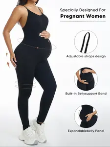 Maternity Bodysuit over Belly Support, Sleeveless Pregnancy Jumpsuit, Stretchy One Piece Romper for Women, Versatile for Yoga & Casual, Maternity Outfits
