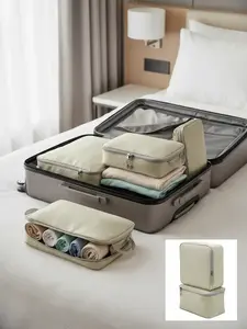 Compression Packing Cubes for Suitcases, Set of 4 Lightweight Travel Organizer Bags with Shoe Bag, Expandable Space-Saving Luggage Organizers for Clothes, Great Back-to-School Travel Accessory, Travel Organization Pouch