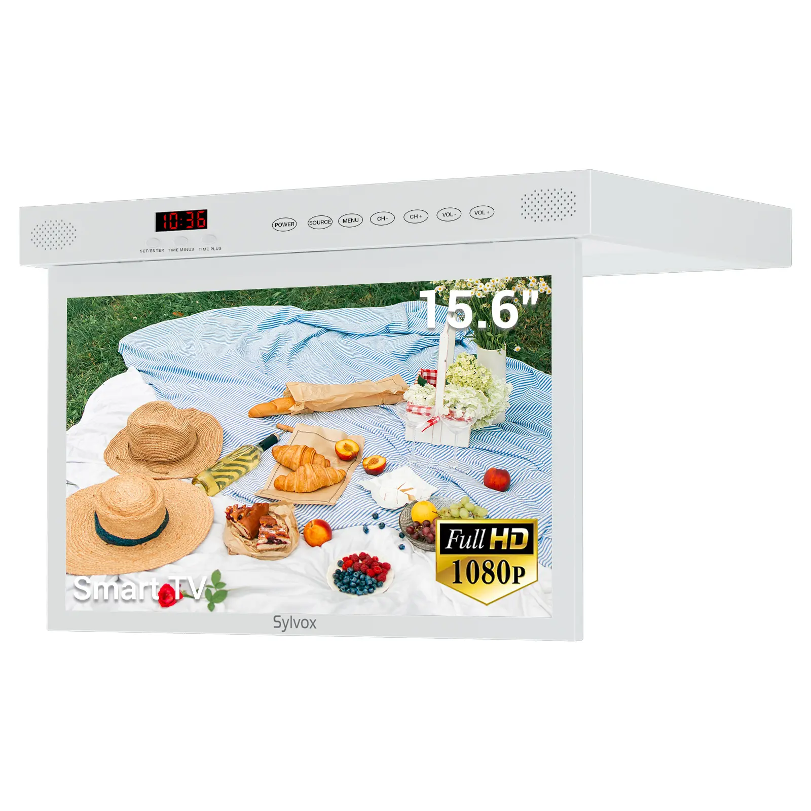 SYLVOX Kitchen TV,15.6 inch Under Cabinet TV, Televison for Kitchen, Smart TV Built-in Google Play, Support WiFi Bluetooth, 1080P Small TV for RV Camper, Bedroom, Boat summerwins