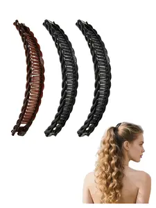 3pcs Banana Hair Clips for Thick Curly Hair, and Tortoise, Vintage Non-Slip Fish Grip Slides, 80s Retro Hair Accessories