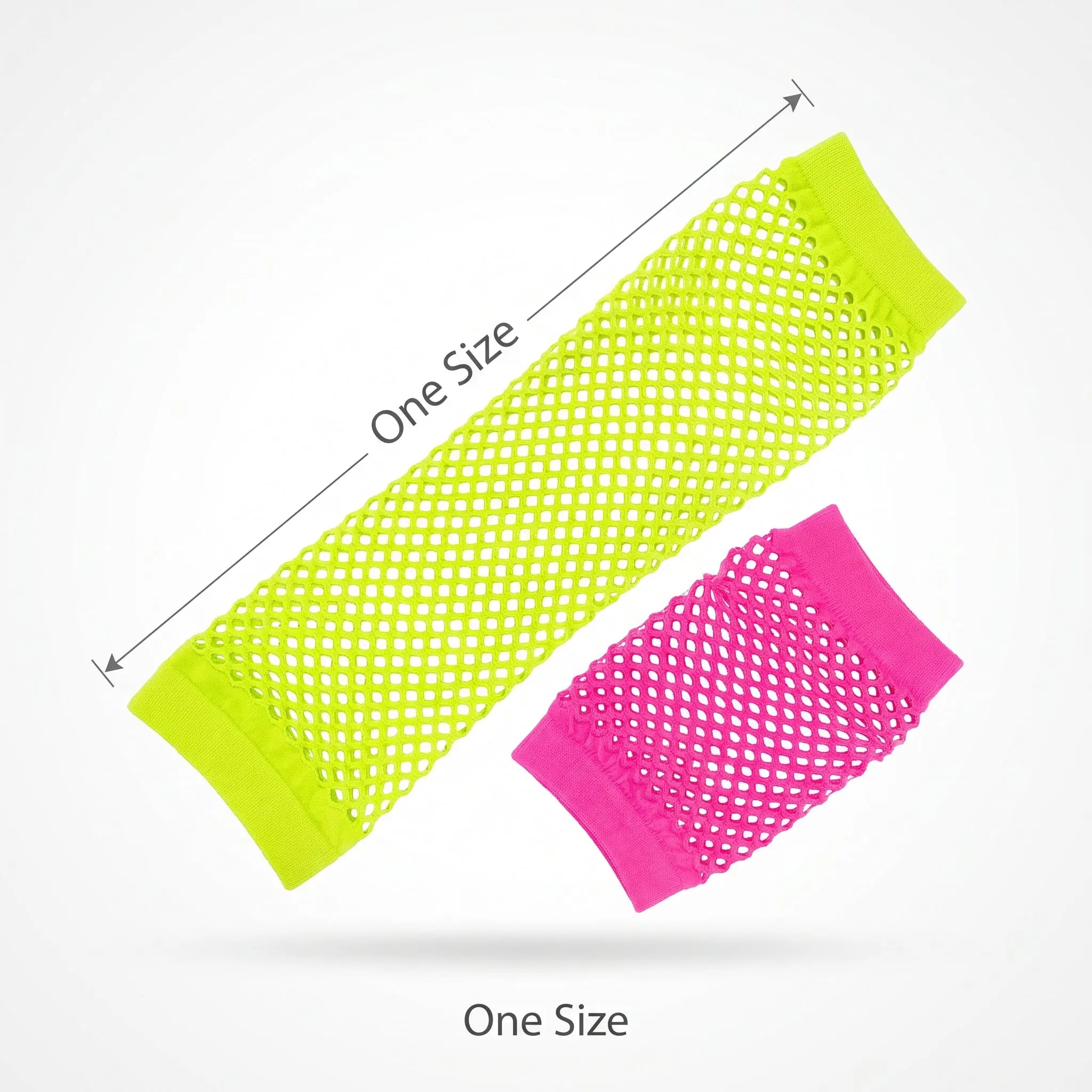Vibrant 1980s Neon Fishnet Fingerless Gloves - Pink & Yellow