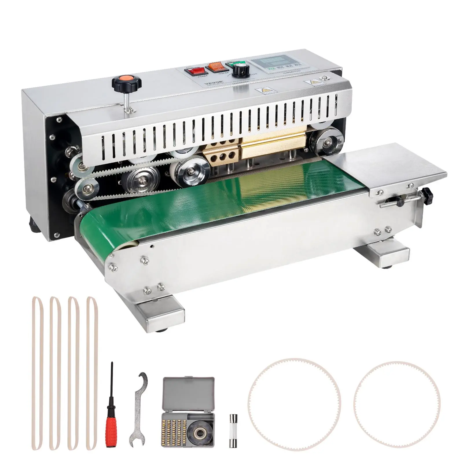 【Summerfinds】VEVOR Continuous Bag Band Sealing Machine 0.24-0.47 in/6-12 mm Seal WidthHorizontal Band Sealer Machine with Digital Temperature ControlStainless Steel Bag Sealer for 0.02-0.8 mm Plastic Bag Film