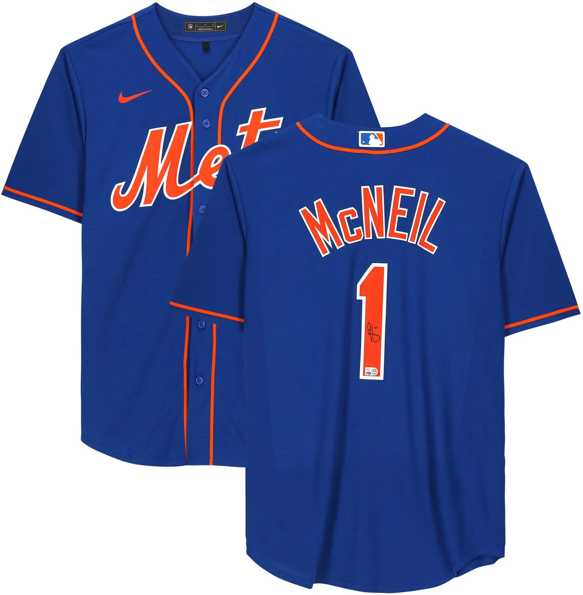 Jeff McNeil New York Mets Autographed #1 Blue Nike Replica Jersey - Fanatics Authentic Certified