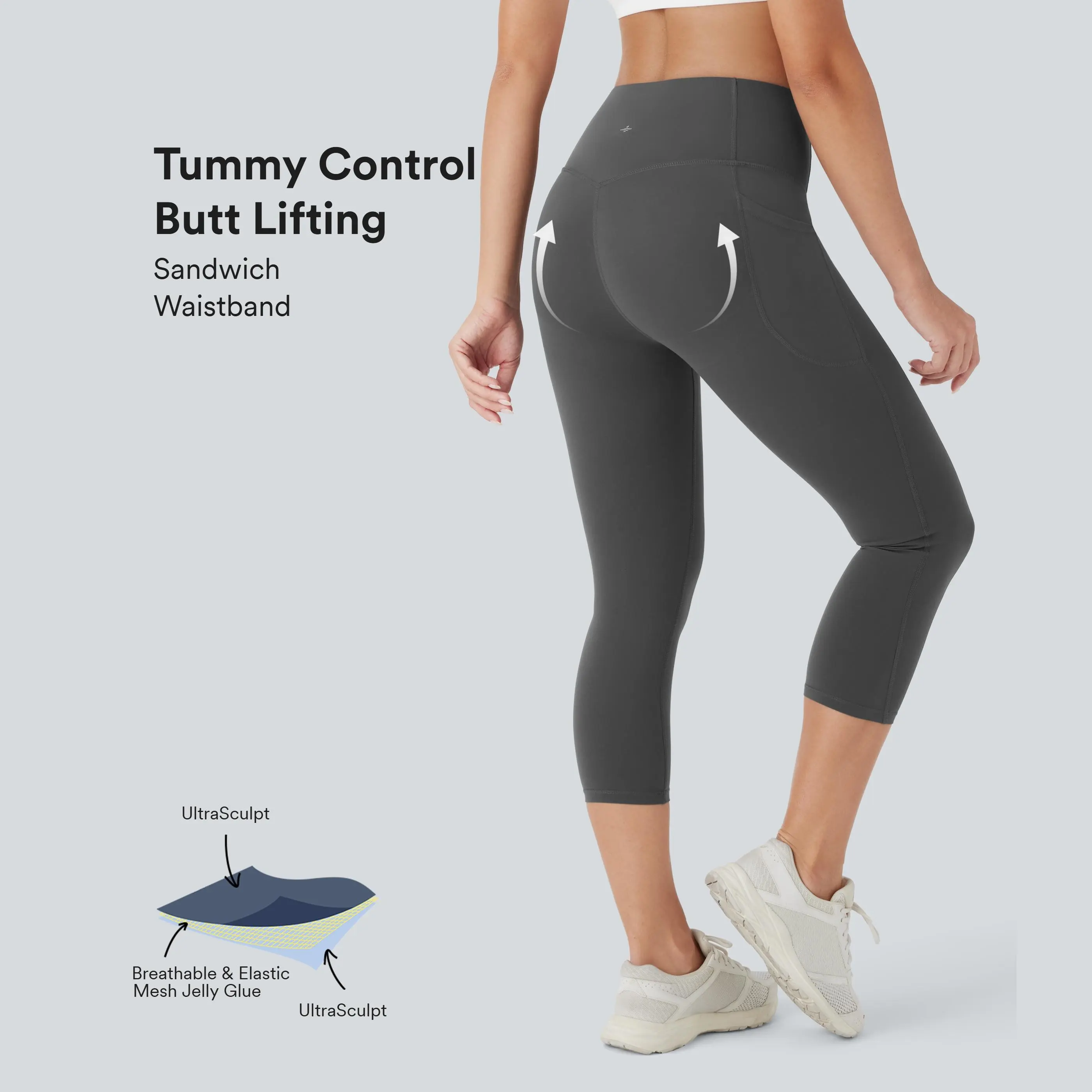 【Creator’s Pick】Halara UltraSculpt High Waisted Butt Lifting Tummy Control Pocket Shaping Capri Training Leggings #BackToSchool