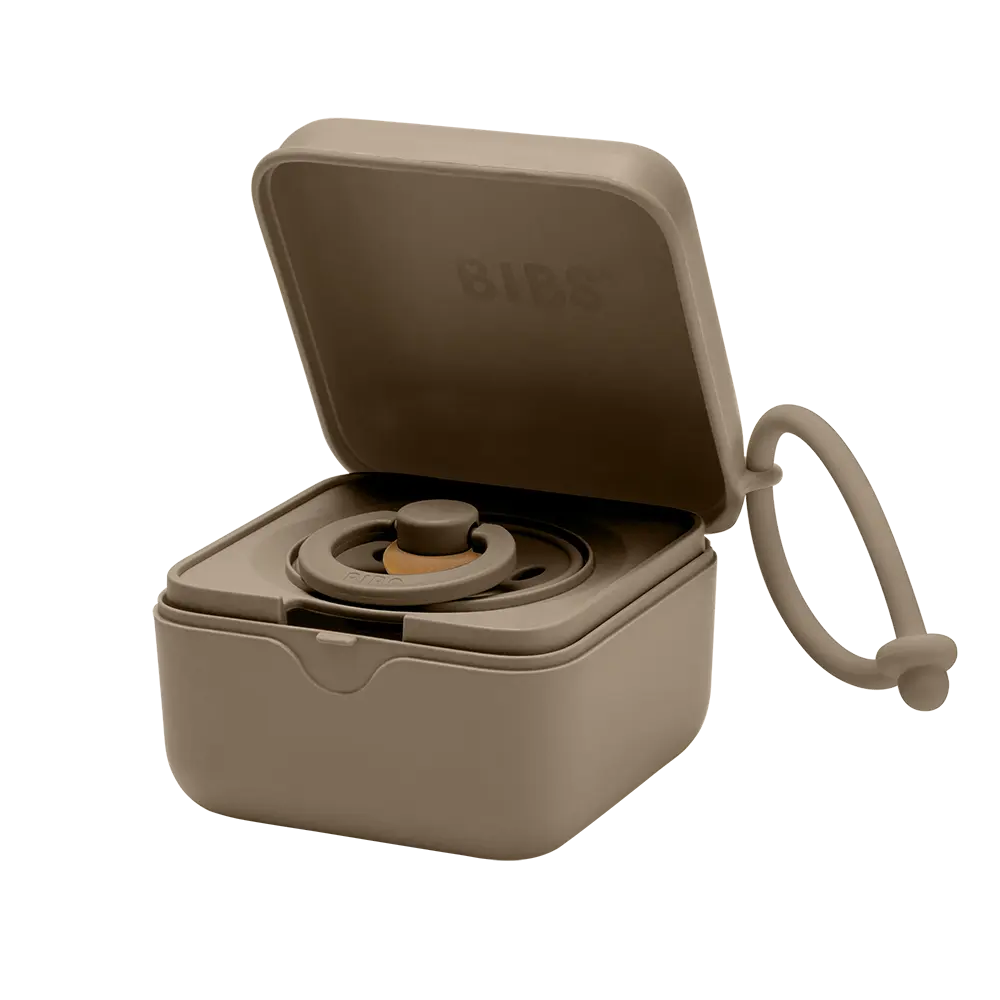 BIBS Pacifier Box - Dark Oak, Multi-use Product, Ideal for Infants, Dark Brown Color