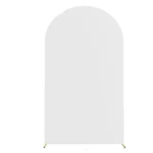 Portable Fitted Wedding Arch Sleeve, 6.6 Feet White Spandex Fabric with Zipper at Bottom, Reusable Arched Backdrop for Bridal Shower, Birthday & Outdoor Party Decor
