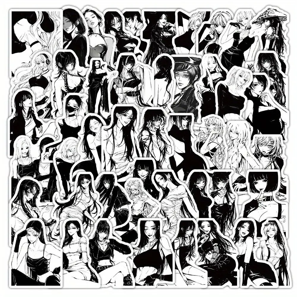Anime Girl Pattern Sticker, 60pcs/set Self Adhesive Decorative Stickers, DIY Decals for Water Bottle, Laptop, Phone Case, Scrapbooking, Journal Making