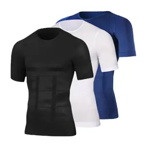 DEQIN Sports Vest Round-Neck Sleeveless Tops for Men Comfort Elastic Invisible Underwears Fashion Short-Sleeved Solid Color T-Shirt