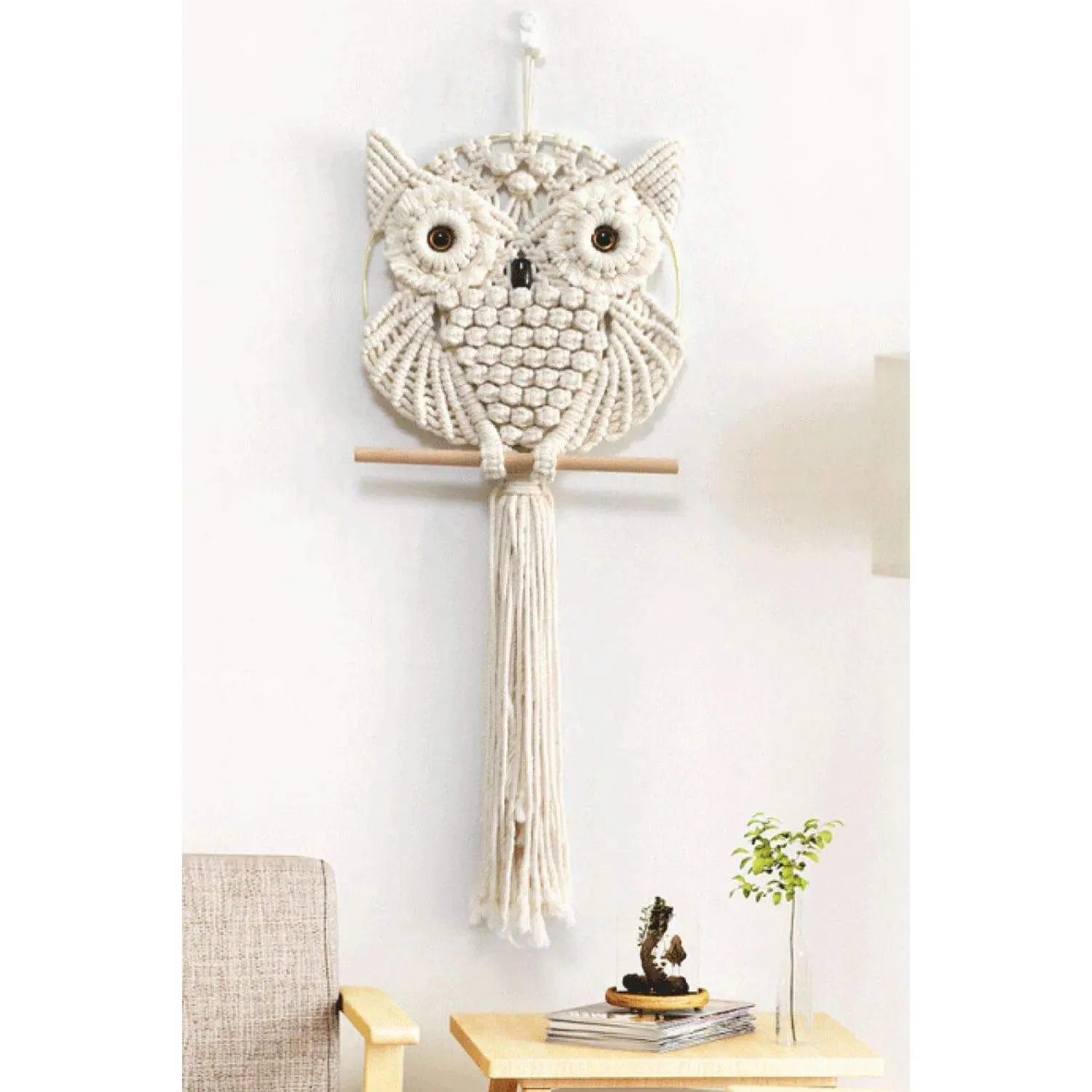 Hand-Woven Owl Macrame Wall Hanging