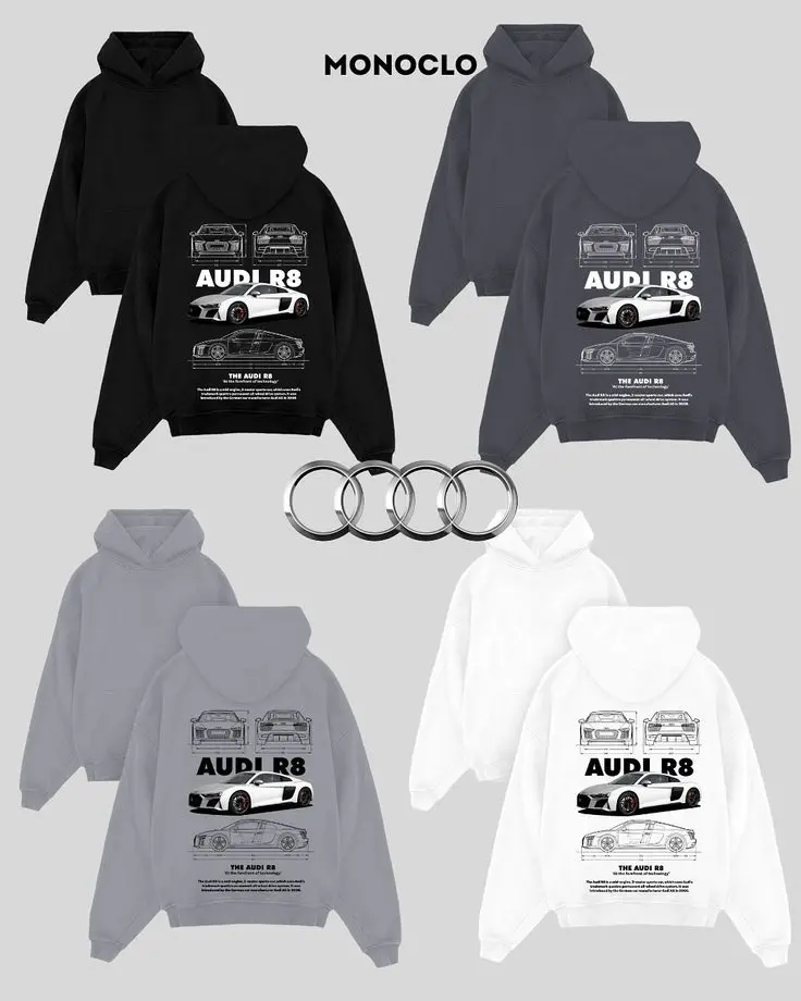 Audi R8 T-Shirt Sweatshirt Hoodie – Supercar Graphic Design, Speed & Style Tribute, Gift for Car Enthusiasts