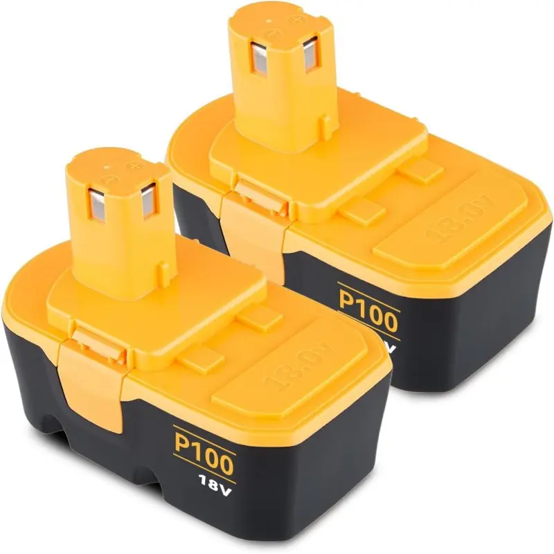 18V Ryobi Replacement Batteries 2-Pack, 4800mAh Ni-Mh P100 for Cordless Power Tools, High Efficiency, Compatible with ABP1801 ABP1803 BPP1820 130224007 130224028 130255004, Equipped with High Quality Integrated Chips