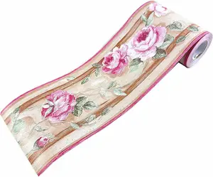 10Meters Vintage Wallpaper Border Peel & Stick Wall Borders Bathroom Kitchen Decor Sticker Pink Rose suncatcher sticker