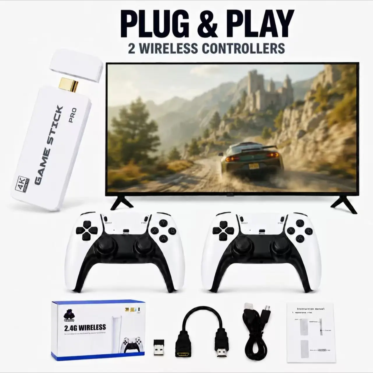 2026 Retro Arcade Gaming Console for TV, Wireless HDMI Plug & Play Home Entertainment Device, Built-in Classic Games, Dual Wireless Controller Set, Retro Emulator Gaming Gift for Kids & Adults