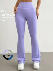 3 Pack Women's Slim High Waist Pocket Flare Leg Pants Leggings, Groove Outfits, Casual Comfy High Stretch Seamless Bell Bottom Yoga Workout Gym Sports Trousers, Fall Ladies Back To School Sportswear Clothing,r