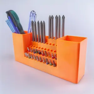Large Capacity Screwdriver Bit Storage Box, Tool Organizer, Garage Tool Storage, Dual Tower Design, Hexagonal 6.35mm/2.5 Inch, Supports 8cm/3.54 Inch Hole Board Hanging Rack