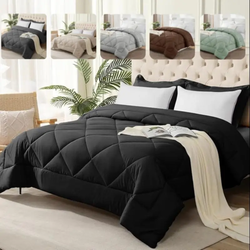 1pc diamond grid Comforter, filled with 260gsm, soft and comfortable, warm winter quilt, multi-purpose design, suitable for all seasons, Super Fluffy Duvet