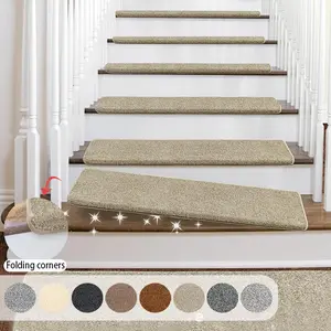 Stair runner 2/7/14Pack Bullnose Carpet Stair Tread Rug, 9.5" x 30"Washable Reusable StaircaseRunner Rug, Non-Slip Safety for Children, Elders & Pets Stairway Grip Treads Decorative Mats