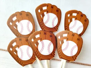 Baseball Cupcake Toppers, Baseball Glove Cupcake Toppers, Baseball Mitt Cupcake Toppers