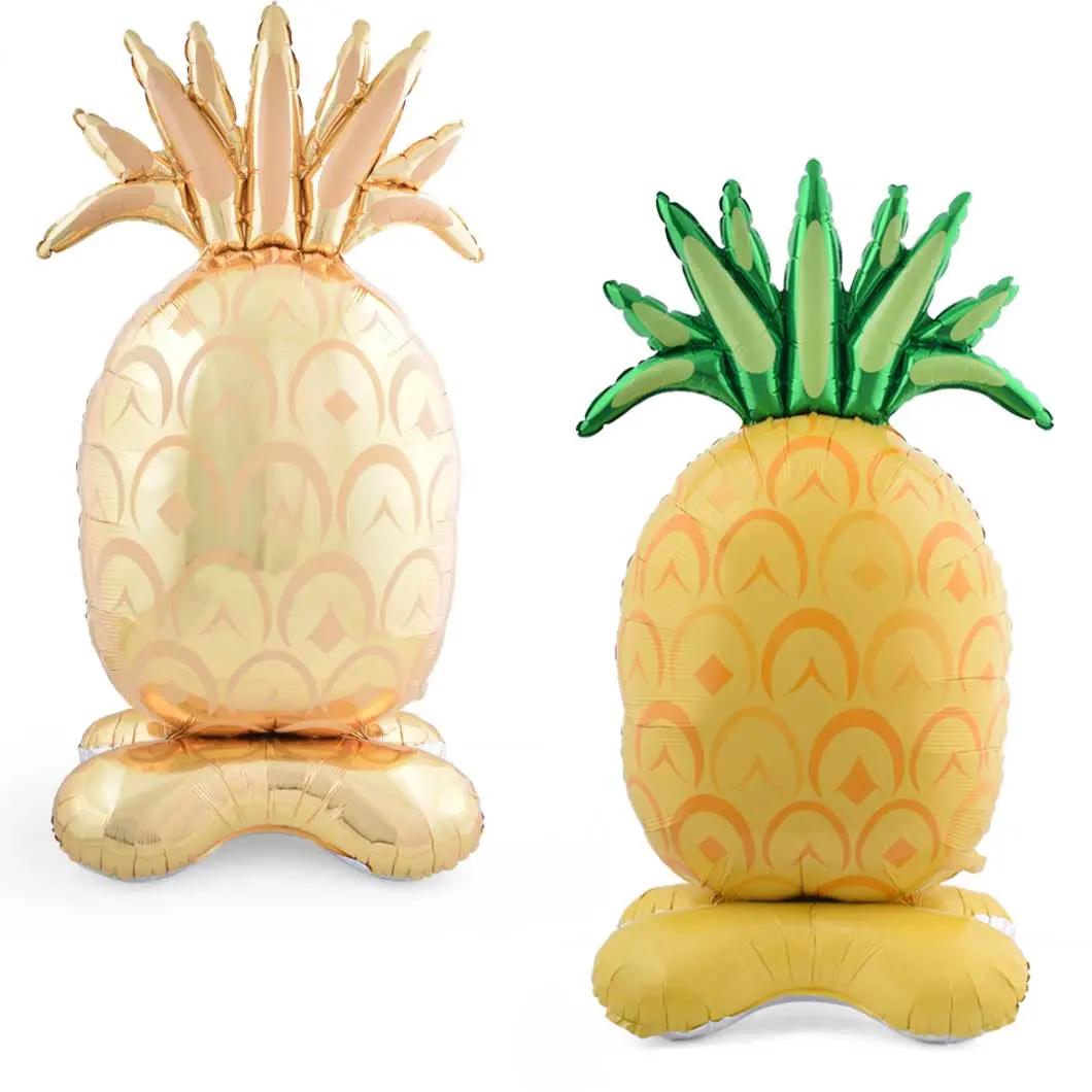 Standing Pineapple Balloons Big Gold Pineapple Balloon with Base Summer Party Decor Foil Balloons,for Kids Adults Hawaiian Luau Party Baby Shower Ball Summer Theme Decorations