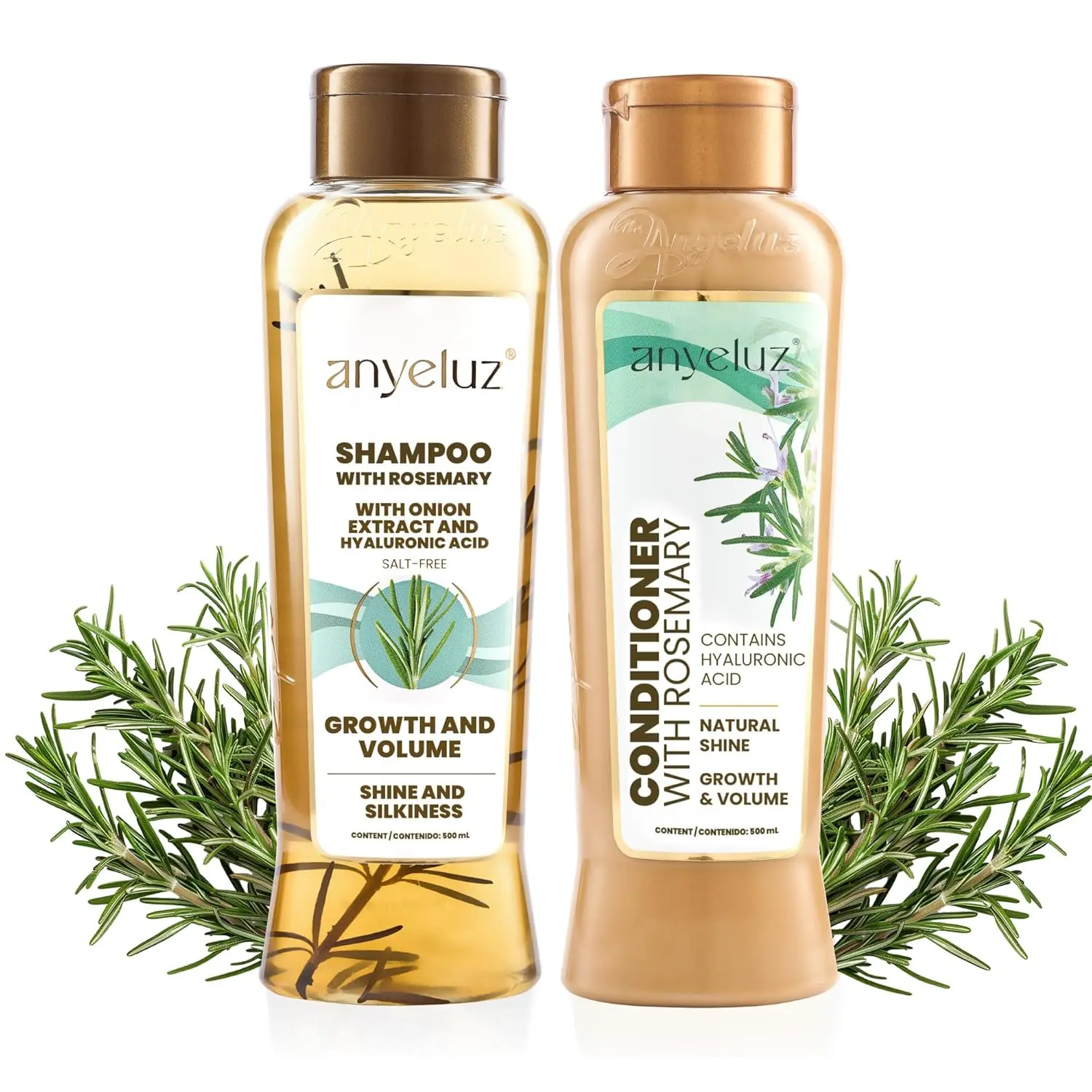 ANYELUZ Shampoo and Conditioner Set with Hyaluronic Acid, Rosemary & Onion Extract | Daily Unisex Haircare for Hydration, Strength & Glossy Hair