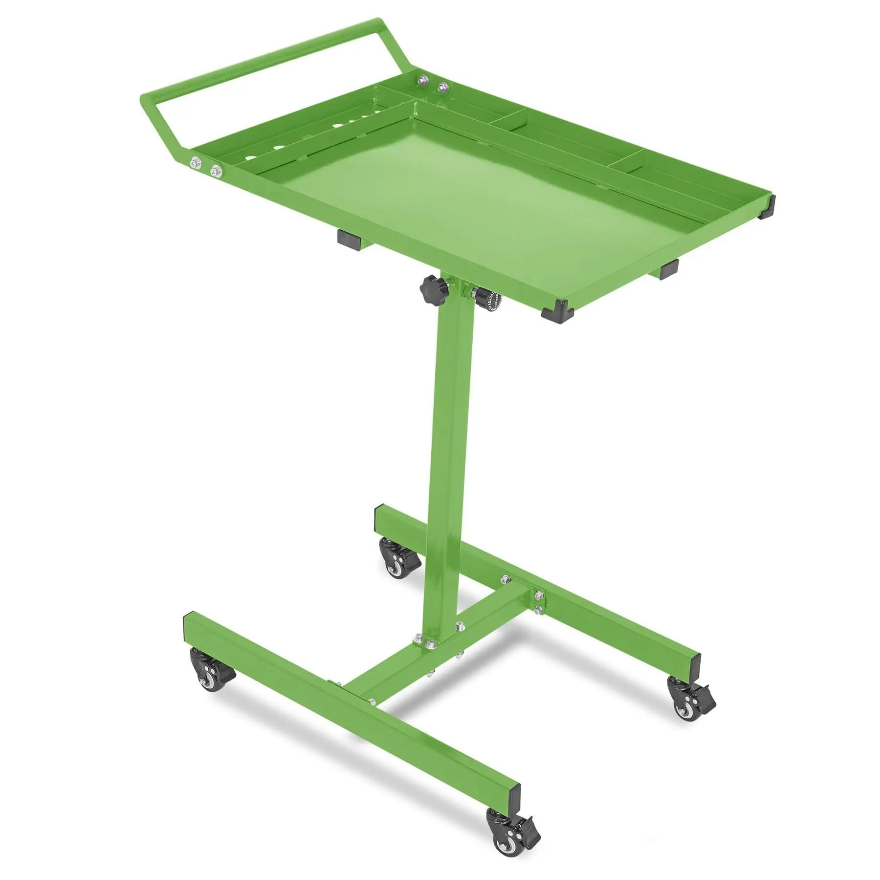 35-45 Inch Green Adjustable Height Worktable, 220 Lbs Capacity Heavy-Duty Work Table with Wheels & Brakes, Mechanics Workbench for Warehouse, Repair Shops, Workshop, Garages and DIY