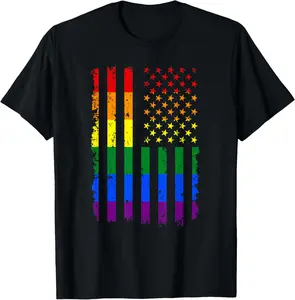 Casual Cotton shortsleeve tees LGBT Flag Gay Pride Month Transgender T-Shirt