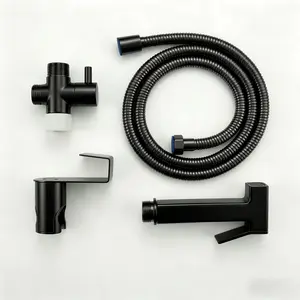 Handheld Bidet Sprayer for Toilet, Cloth Diaper Sprayer with Wall Mounts and Hand Held Bidet Bathroom Hose , Jet Spray for Toilet, Muslim Shower, Easy to Install (Black) outdoorfun