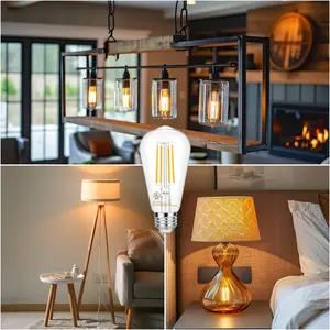 Daybetter Vintage 8W ST58 LED Edison Light Bulbs, 60W Equivalent, 800Lumens, 2700K Warm White, Dimmable, E26 Base LED Filament Bulbs, CRI80+, Antique Glass Style for Home decor, new year, valentines