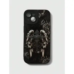 ROMWE Gothic Style Illustration Black Phone Case, Halloween, light luxury series full-coverage phone case, compatible with iPhone 17/16/15/14/13/12/11/X/XS/XS Max/16E/12/13 Mini, a festive gift for friends, family, and yourself. ..., Accessories, Smartpho