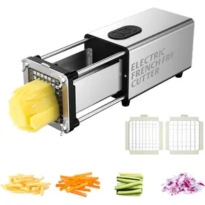 Electric french fry cutter automatic potato cutter stainless steel with 12 38 inch bladevegetable cuttercommercial and household potato slicer use for potatoes onion cucumbers