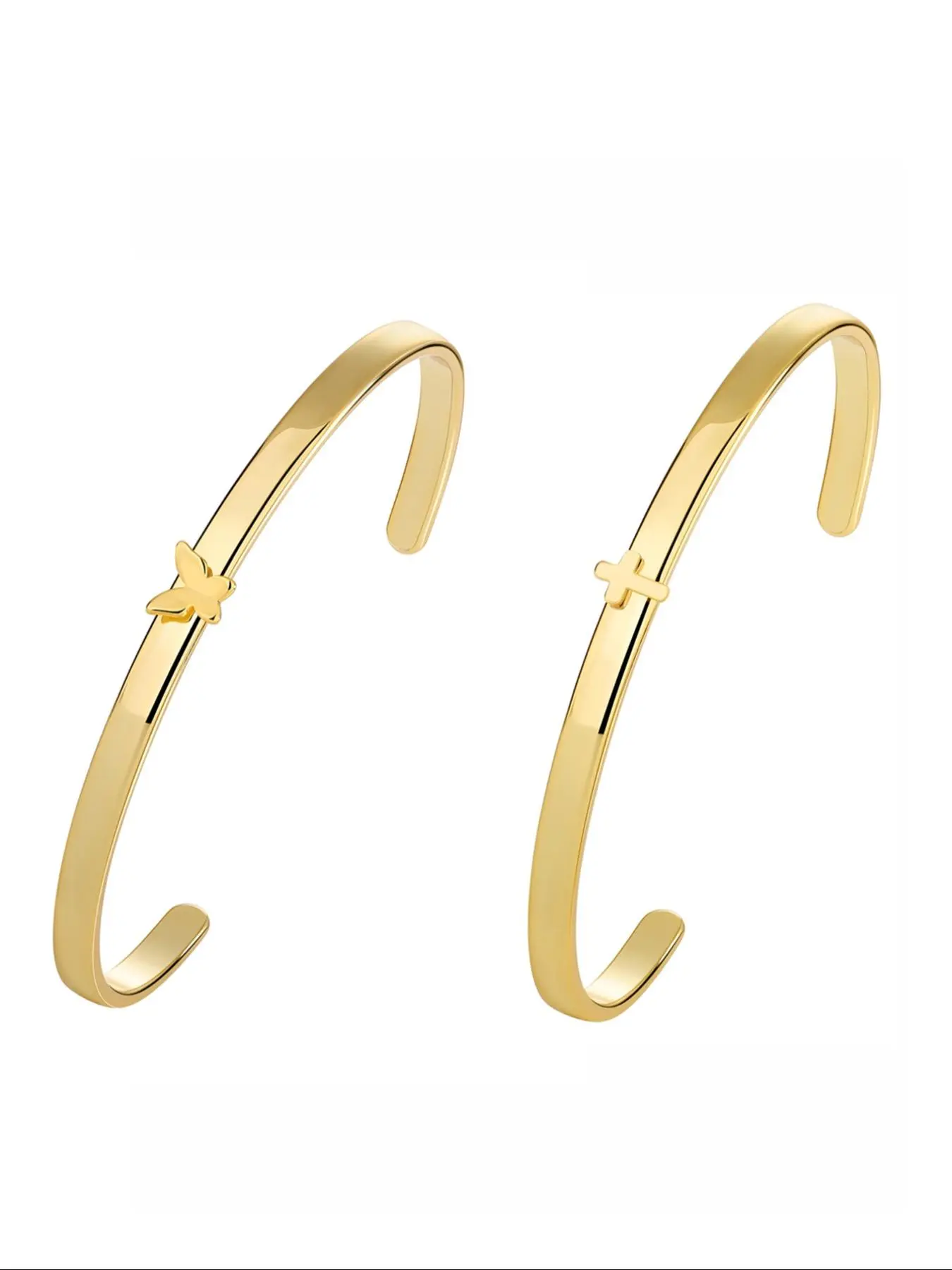 Women's Elegant Texture Metal & Butterfly & Cross Design Cuff Bangle, Exquisite Trendy Cuff Bangle, Fashionable Jewelry for Women As Gift