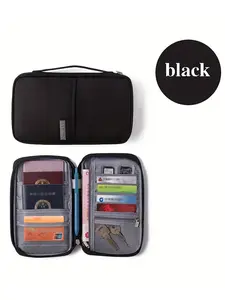 Family Travel Document Organizer, Waterproof Passport Case with Multiple Card Slots, Zippered Wallet for All Documents