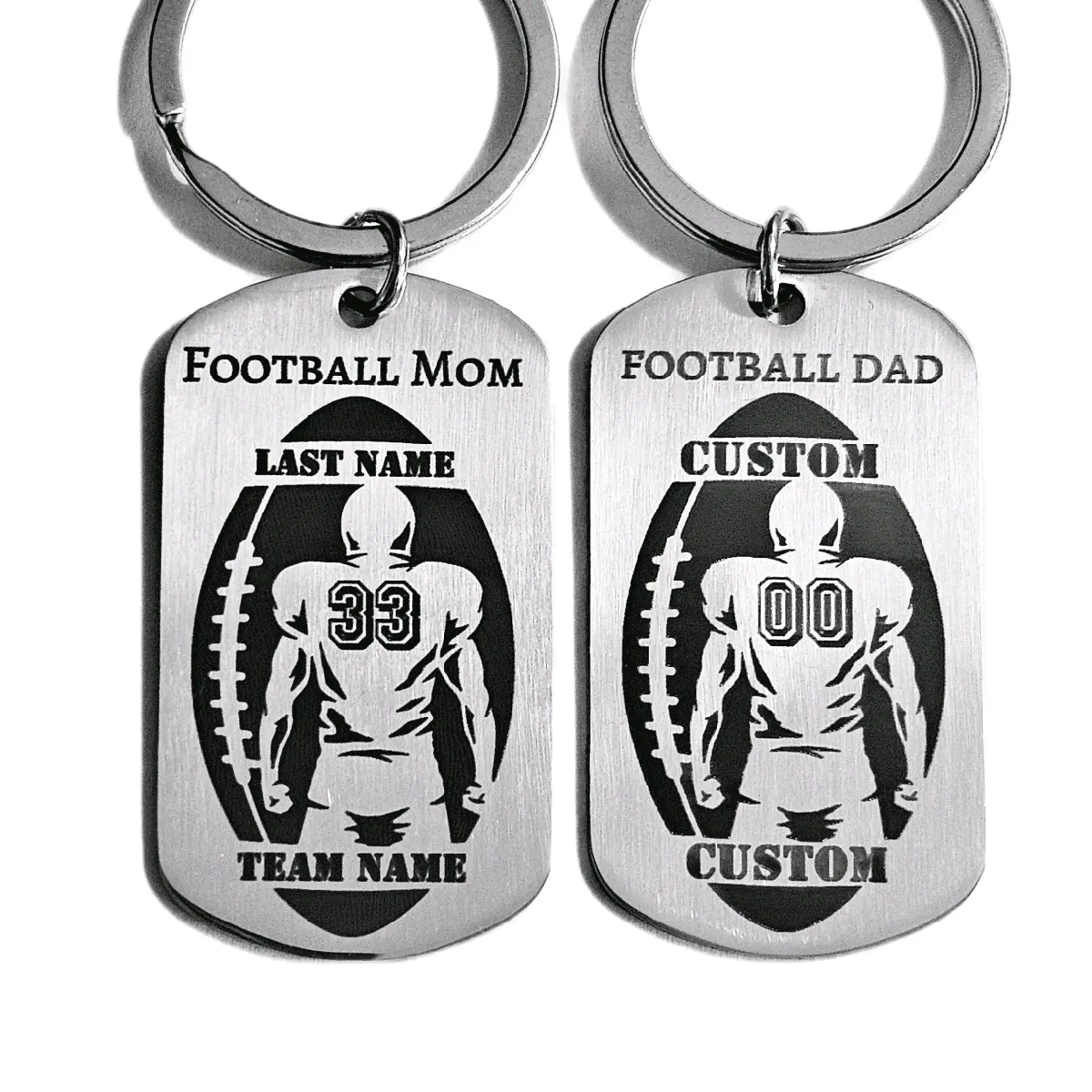 Custom Football Parent Keychain - Stainless Steel - Perfect Gift for Football Fans