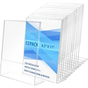 8.5x11 Inches  Sign Slant  Holder, Plastic Display Stand,Brochure Holder, Table Top Sign Holder For Office, , Store, Restaurant(12pack)