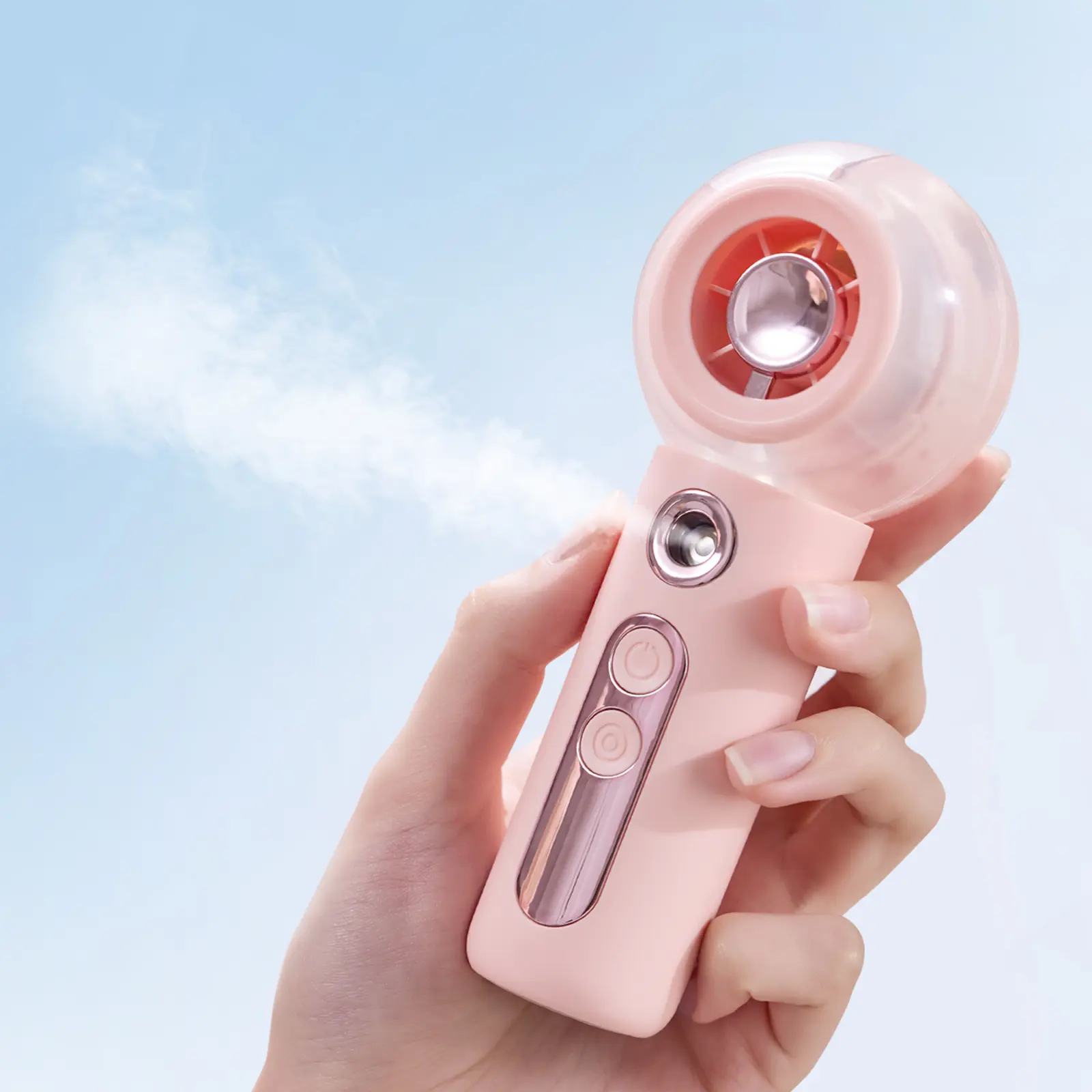 YOYOWAYHandheld Misting Fan Portable, Powerful High Speed, Small Personal Rechargeable Cooling Mister Fan Water Spray Mist, 3000mAh Battery Operated for Travel Indoor Outdoor Hand Desk (Pink)