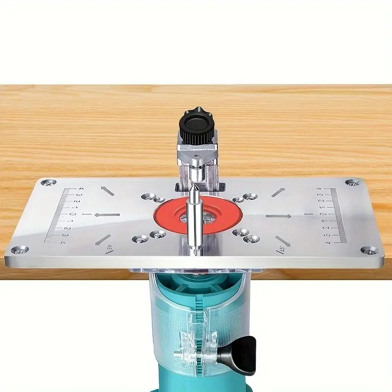 Router Table Insert Plate, 1 Set Aluminum Woodworking Router Plate with 4 Rings, Multifunctional Engraving Machine Accessory, Router Lift Base Plate, Trimming Tool, Wood Sanding Attachment, Carpentry Gadget, Surface Milling Kit & Dealsforyoudays