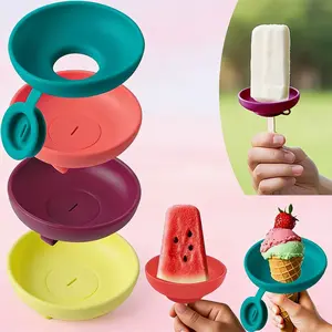 4-piece silicone ice cream tray set, drip-free magic tool, stand cone-shaped support with leak protection, portable popsicle mold tray, suitable for taking on the go - dishwasher safe, Thanksgiving tableware kaeli mae cube trays Heat-Resistant Kitchen big