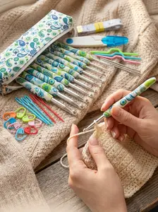 43Pcs Crochet Hook Set with Storage Bag Cashew Pattern Crochet Hooks Ergonomic Crochet Needle Complete Crochet Accessories with Stitch Markers Needles Tape Measure Scissors for Beginner DIY Crafts