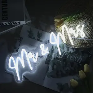 "Mr & Mrs" Design for Wedding, Home, Bar, Party Decor - Perfect for Mother'S Day, Father'S Day, Special Occasions - Easy DIY Setup with Push Button Control, Multi-Color Display, Led Light Backlit, No Battery Needed, Bar Decoration | Neon Signs