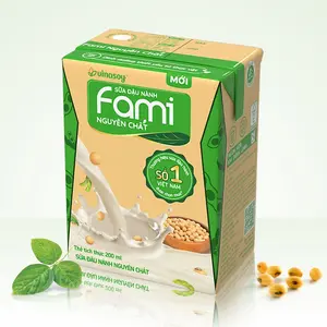 FAMI Original Soy Milk - 6 Pack of 200 ML - Natural Soybean Flavor - Authentic Vietnamese Product - Rich in Nutrients - Convenient Daily Consumption