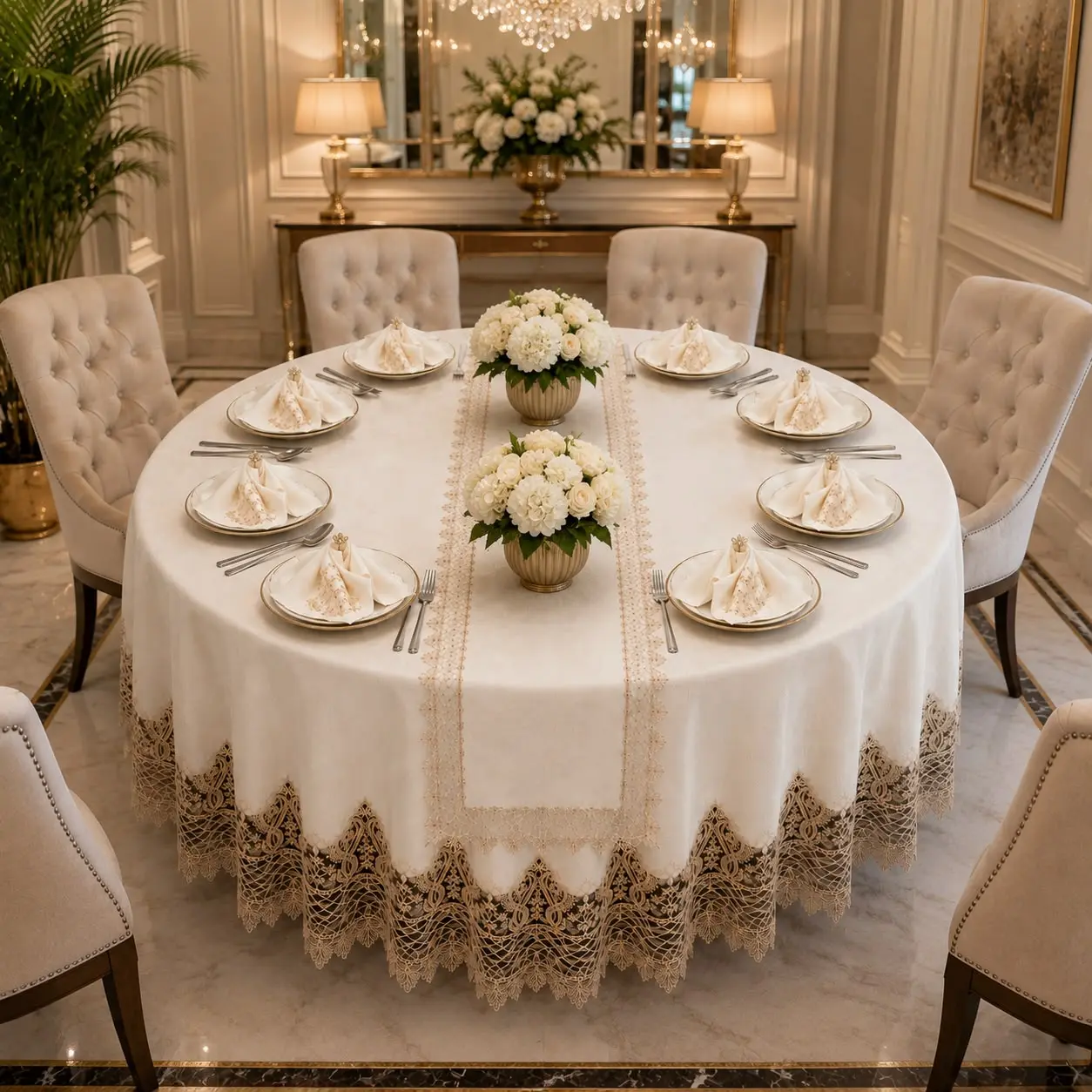 LUXURY TURKISH LINEN ROUND TABLECLOTH SET | CLASSIC LINEN