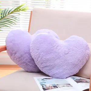 Remerry 2 Pcs Heart Throw Pillow Plush Heart Shaped Decorative Pillow Faux Rabbit Fluffy Cushion Valentine Favor Anniversary Favor for Girl Living Fit Bed Dining Sofa Car(Lilac)