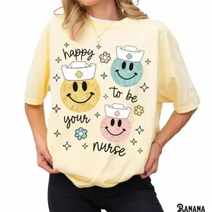 Nurse Shirt, RN, LPN, NP, Registered Nurse, Nursing, Happy Face, Unisex Garment-Dyed Tee, Inspirational, Encouragement 5