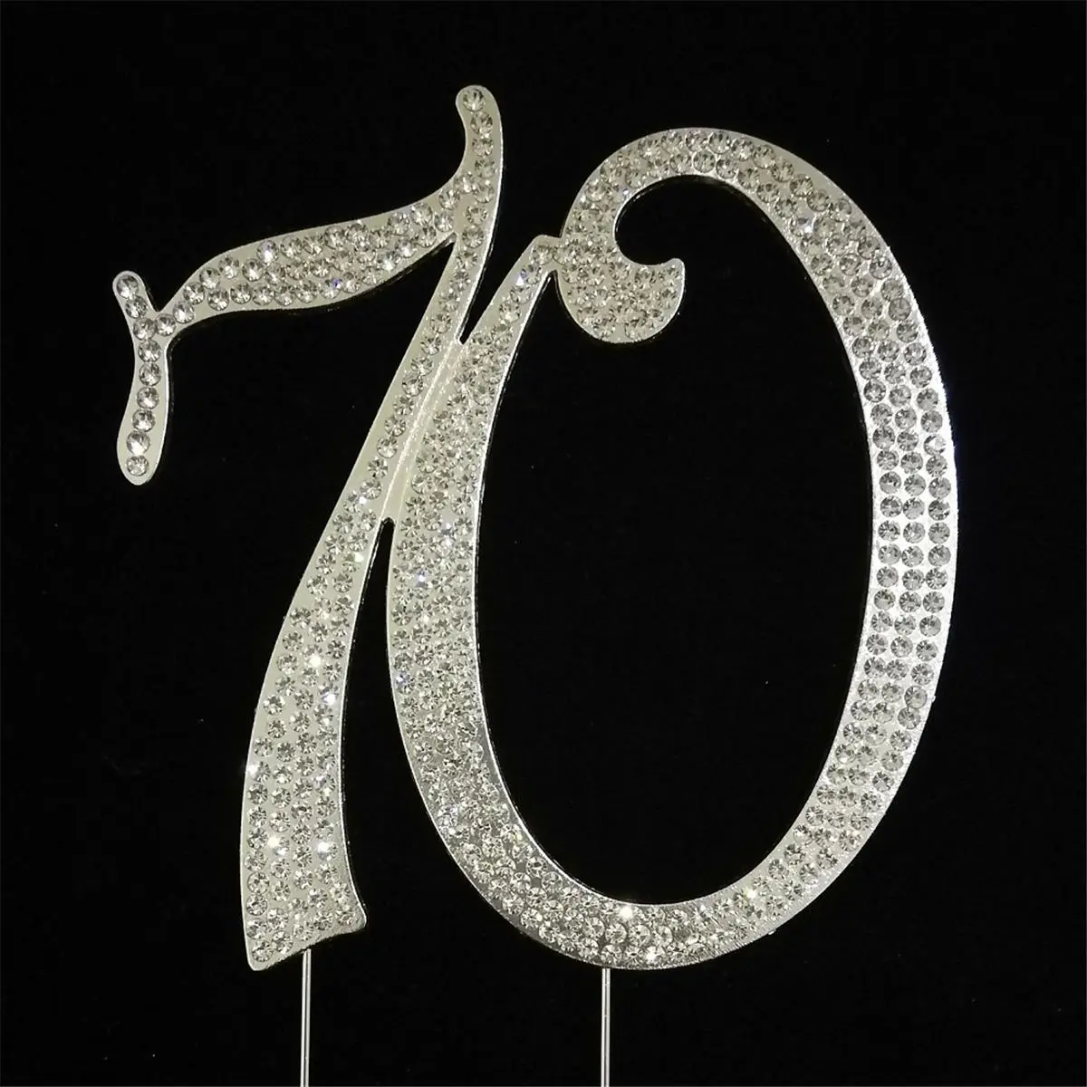 212 MAIN Silver Rhinestone Wedding Cake Topper - 5.5x4.5" Shiny Ornament, 70th Number Decor for Birthday Party & Anniversary, Cake Decorating Supply, Home Supplies